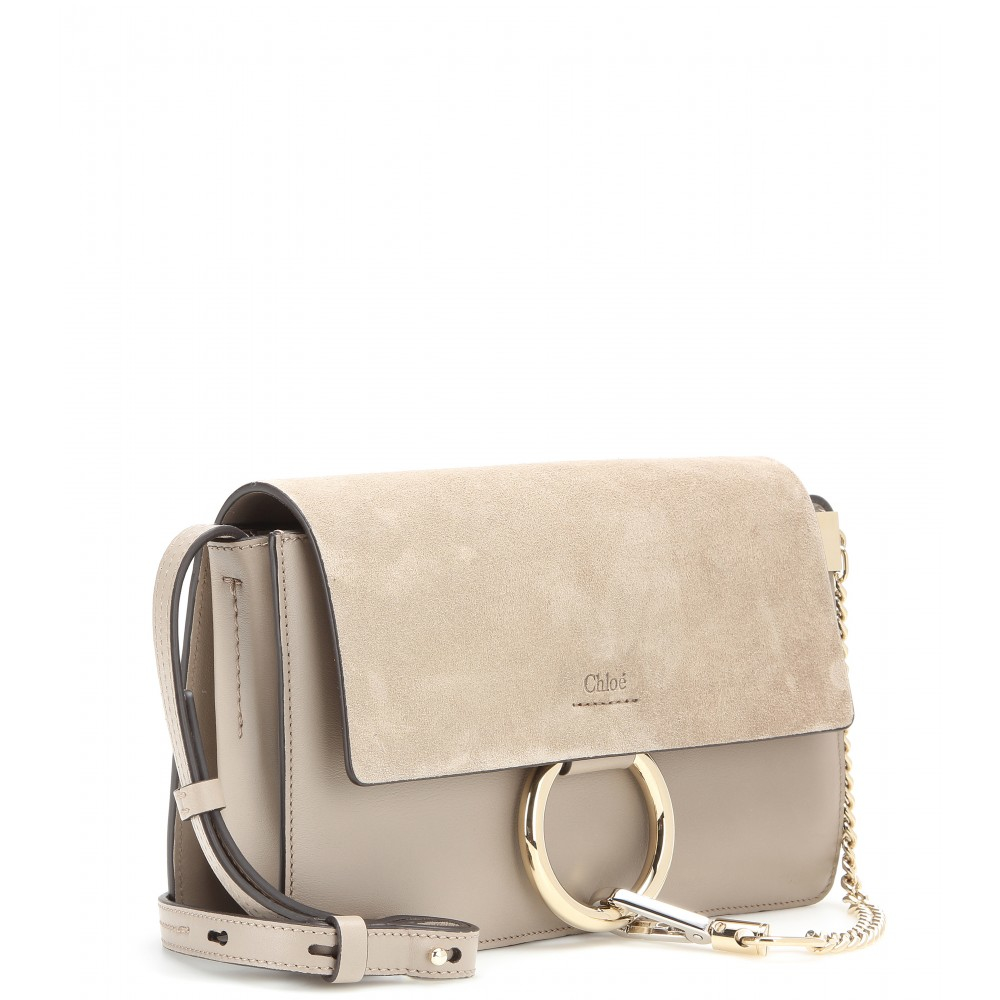 Chlo Faye Small Leather and Suede Shoulder Bag in Gray | Lyst