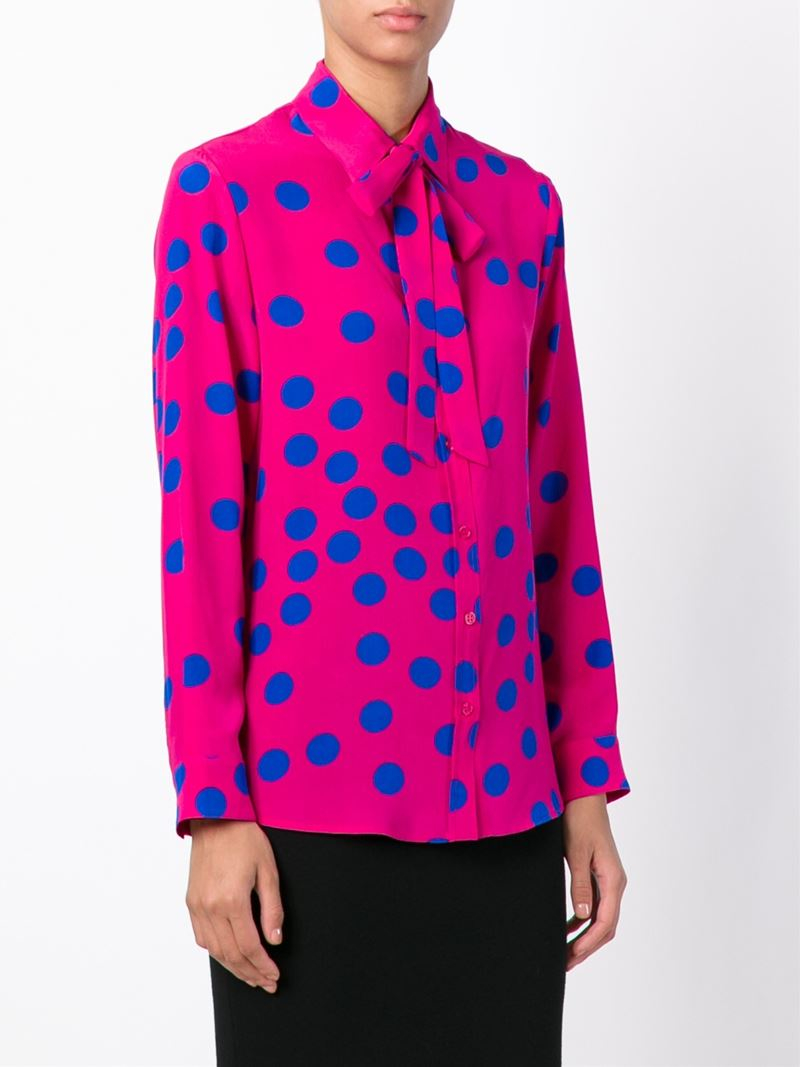 Lyst - Moschino Polka Dot Blouse in Pink