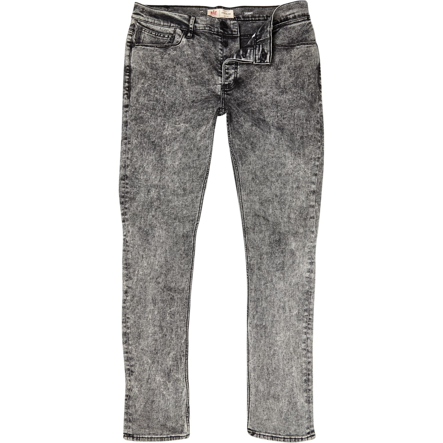 River island Black Acid Wash Flynn Skinny Jeans in Black for Men | Lyst