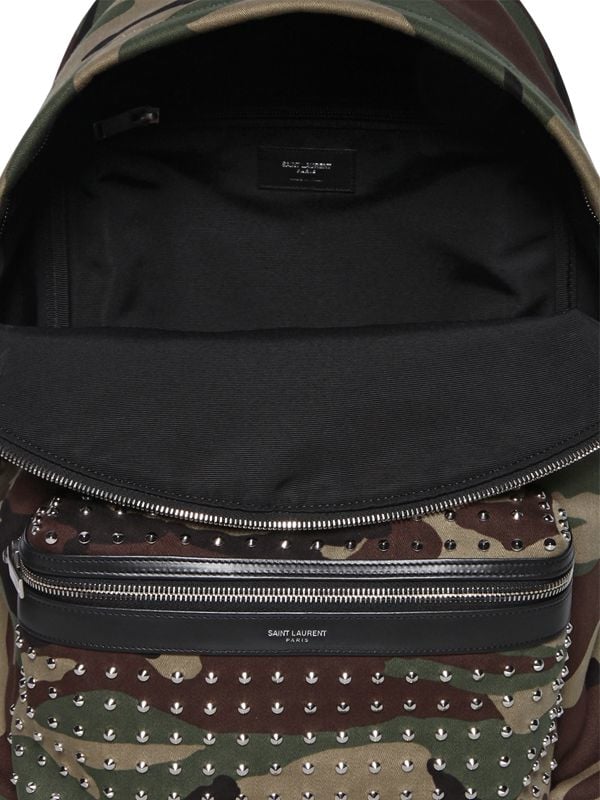 Saint laurent Studded Camo Cotton Canvas Backpack in Multicolor ...  