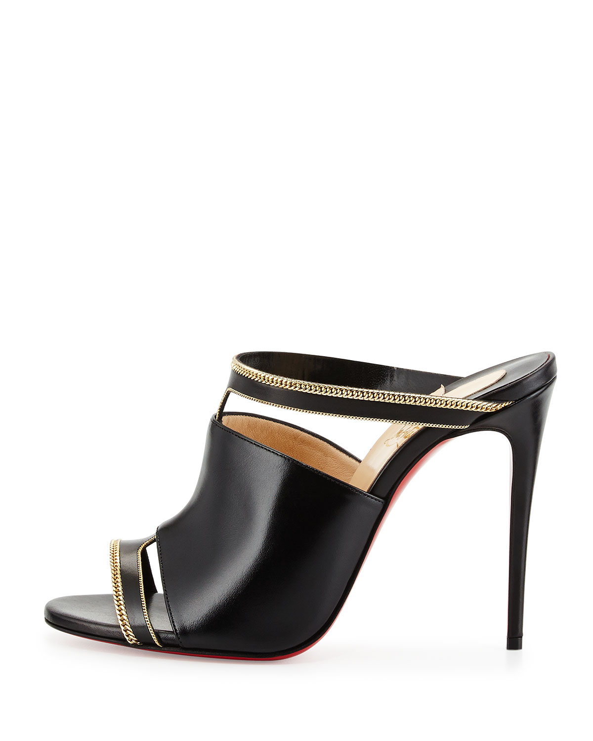 Lyst - Christian louboutin Akenana Cut-Out Leather Mules in Black