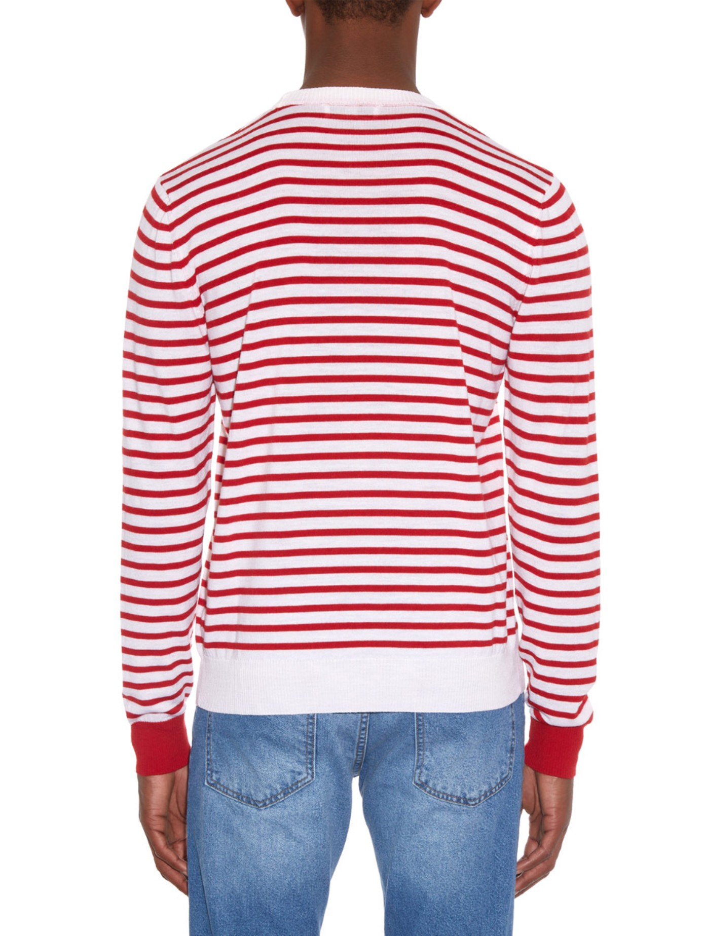 Lyst - AMI Breton-stripe Crew-neck Sweater in Red for Men