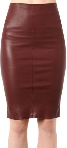 Drome Nappa Leather Pencil Skirt in Red (Burgundy) | Lyst