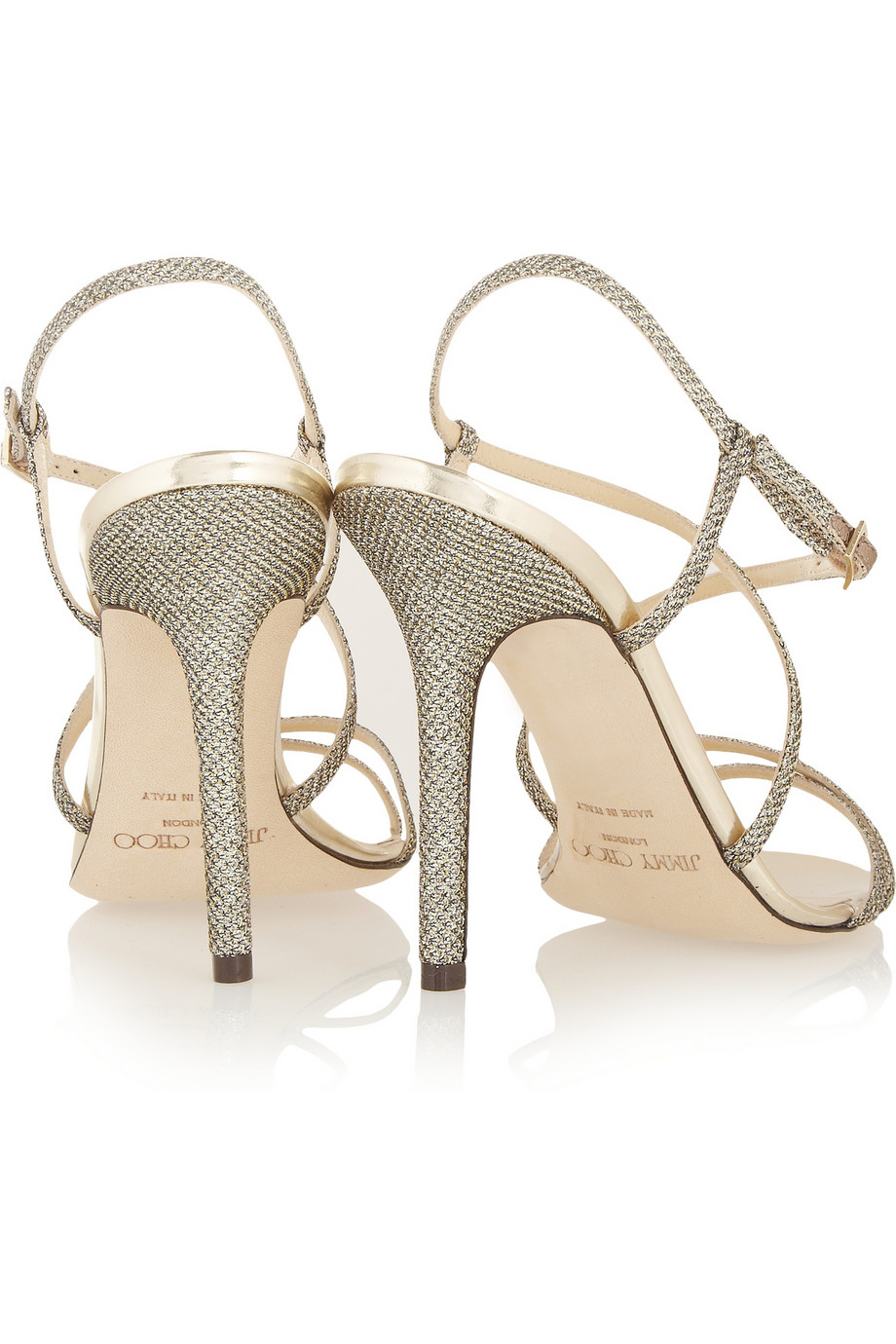 Lyst Jimmy Choo Issey Textured Lamé Sandals In Metallic 7537