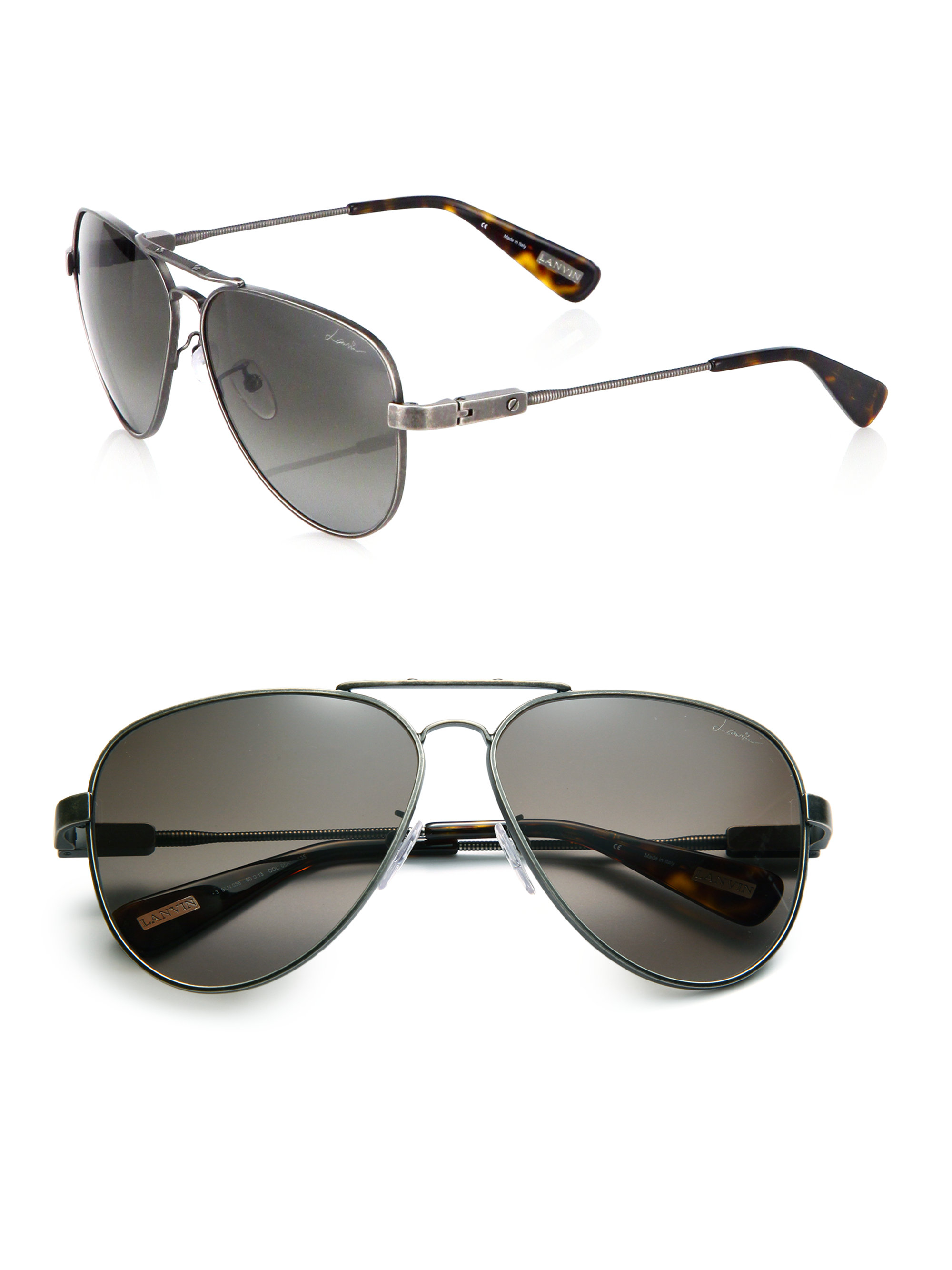 Lanvin 53mm Metal Aviator Sunglasses in Gray for Men (GUNMETAL) | Lyst