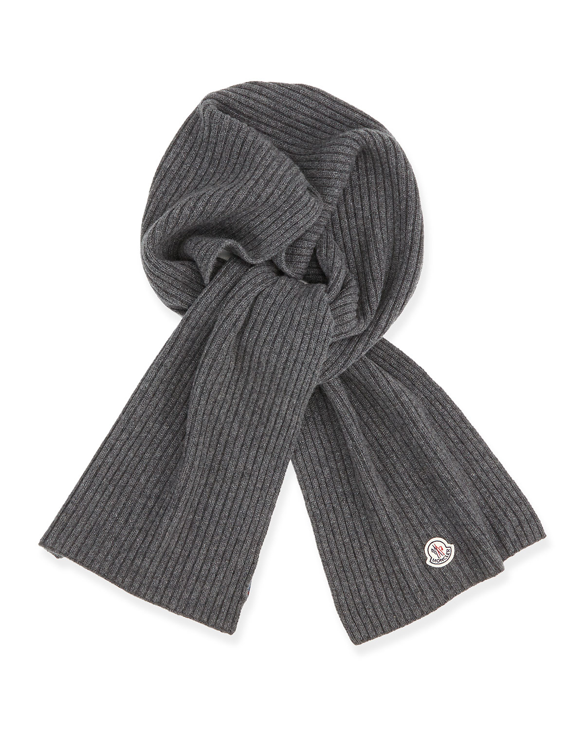 Moncler Men's Cashmere Ribbed Scarf in Gray for Men | Lyst