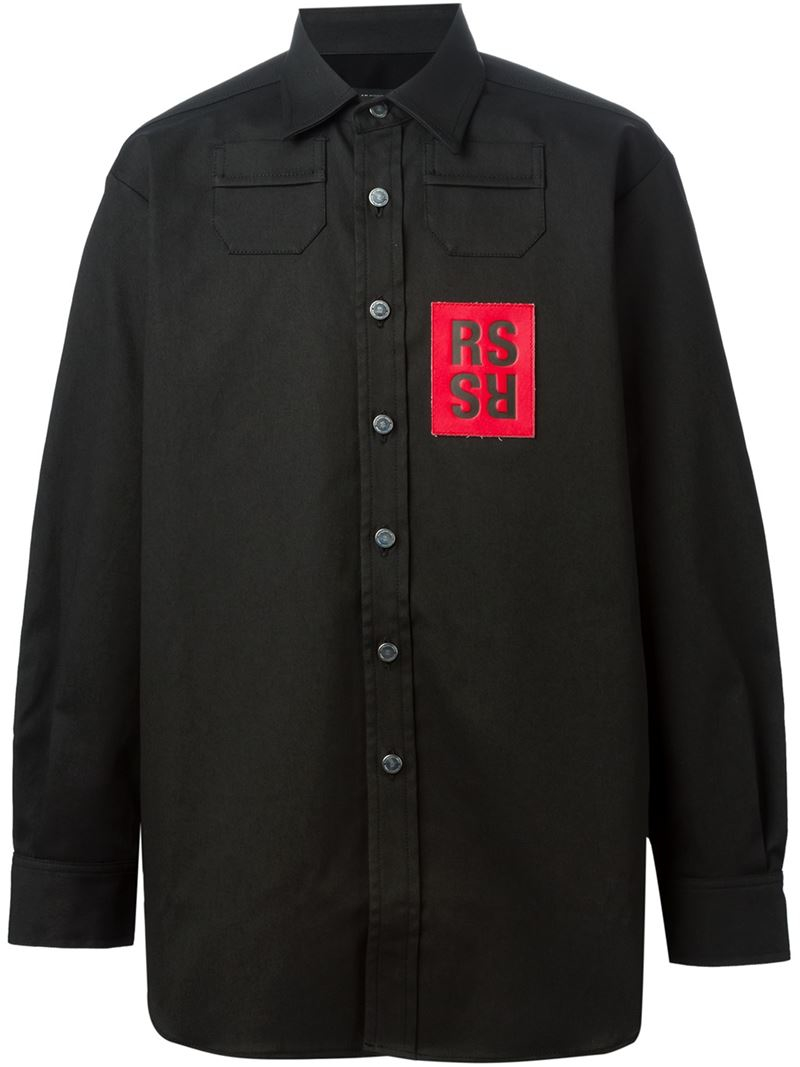 Lyst - Raf Simons Logo Patch Shirt in Black for Men