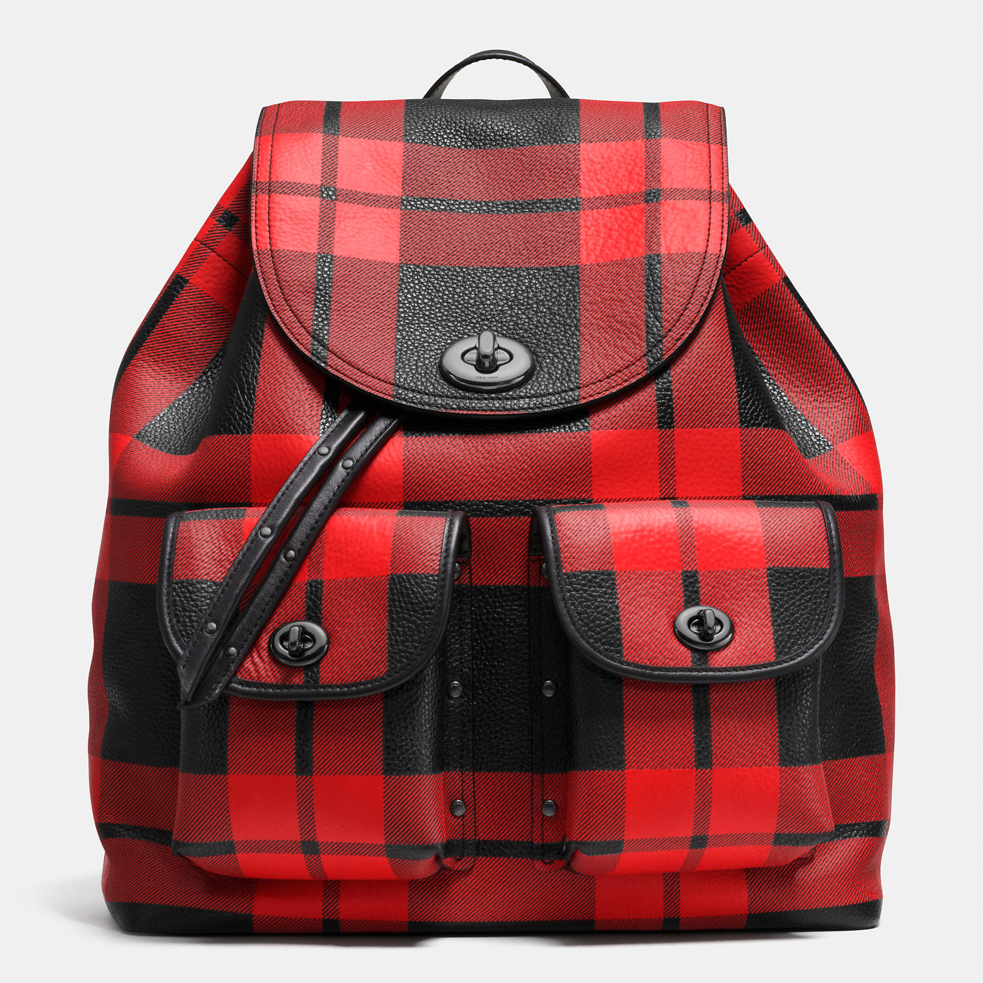 red plaid coach bag