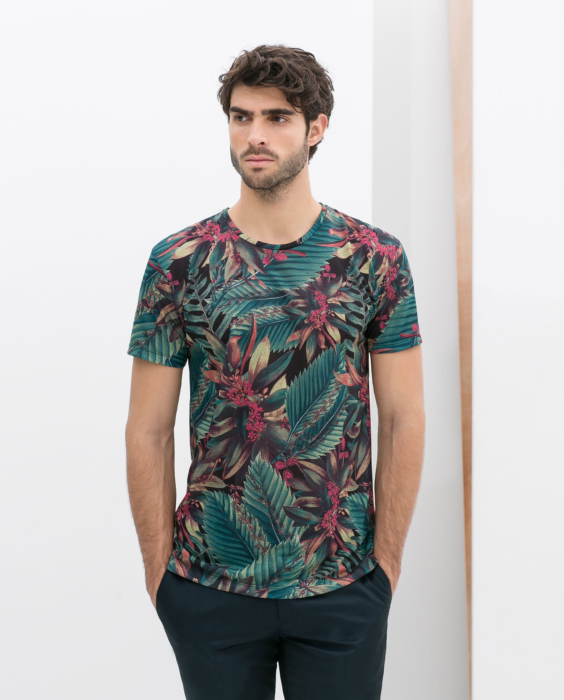 Zara Tropical Allover Tshirt in Blue for Men | Lyst