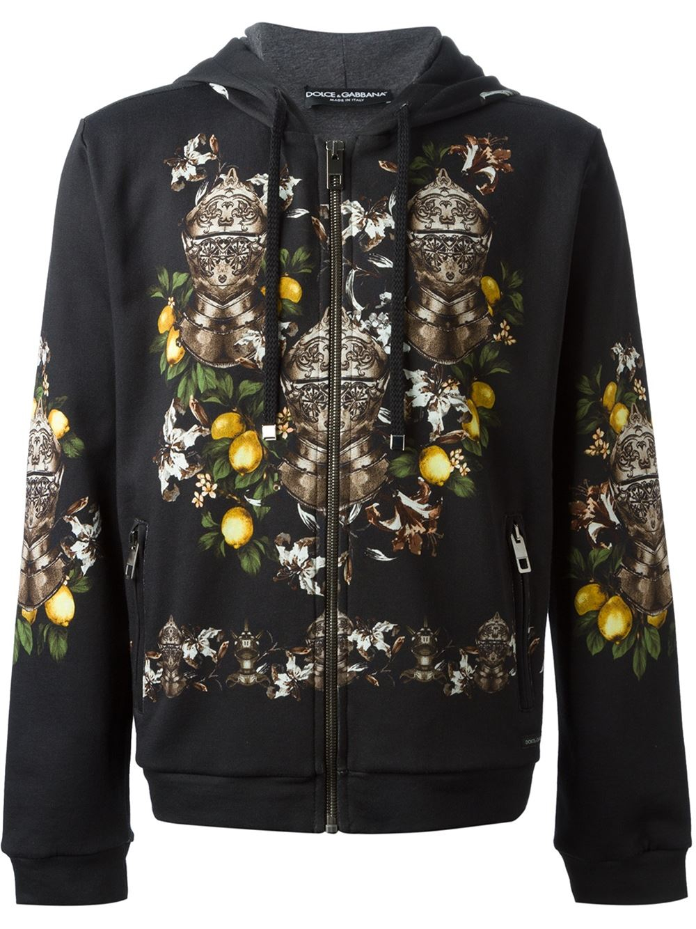 Lyst Dolce & Gabbana Medieval Armour Lemons Print Zip Hoodie in Black