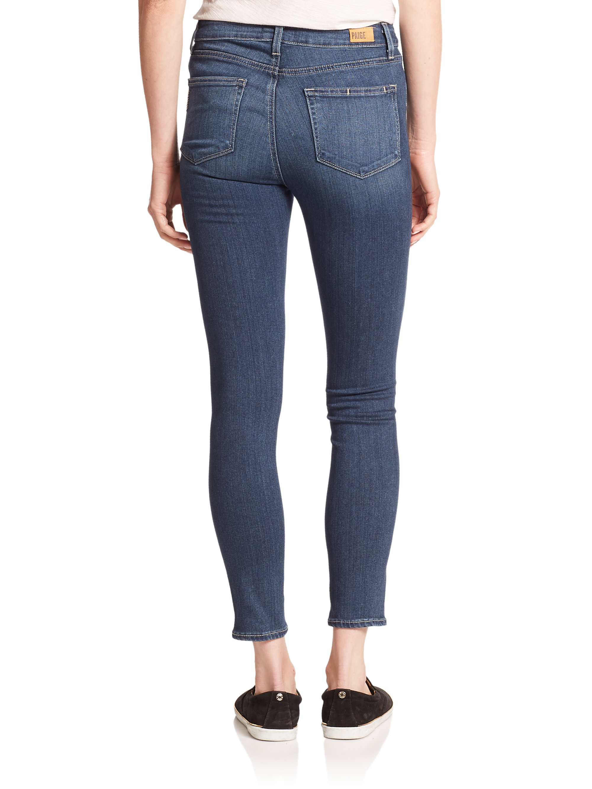 Paige Hoxton High-Waisted Skinny Ankle Jeans in Blue | Lyst