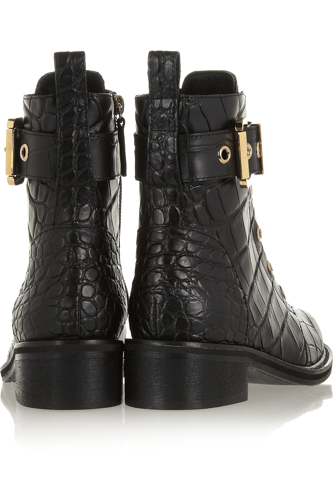 croc leather ankle boots