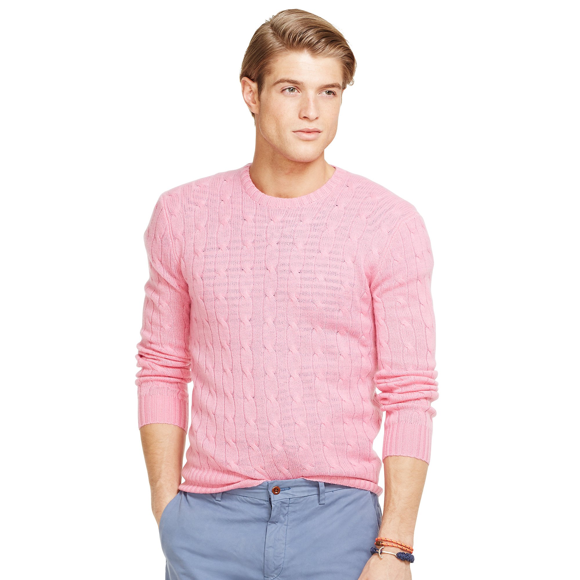 Polo Ralph Lauren Cable Knit Cashmere Sweater In Pink For Men Lyst