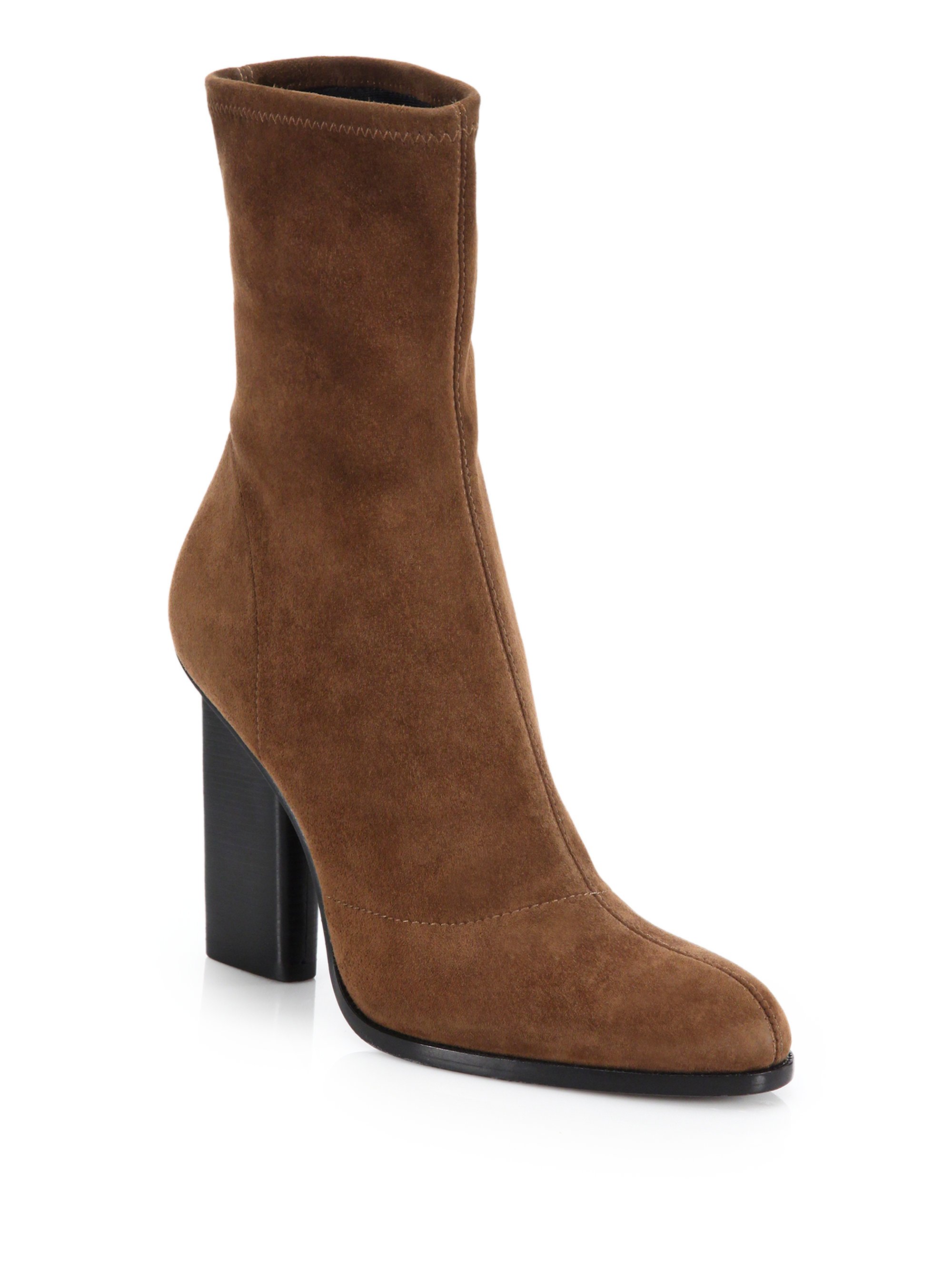Alexander Wang Gia Stretch-Suede Ankle Boots in Brown - Lyst