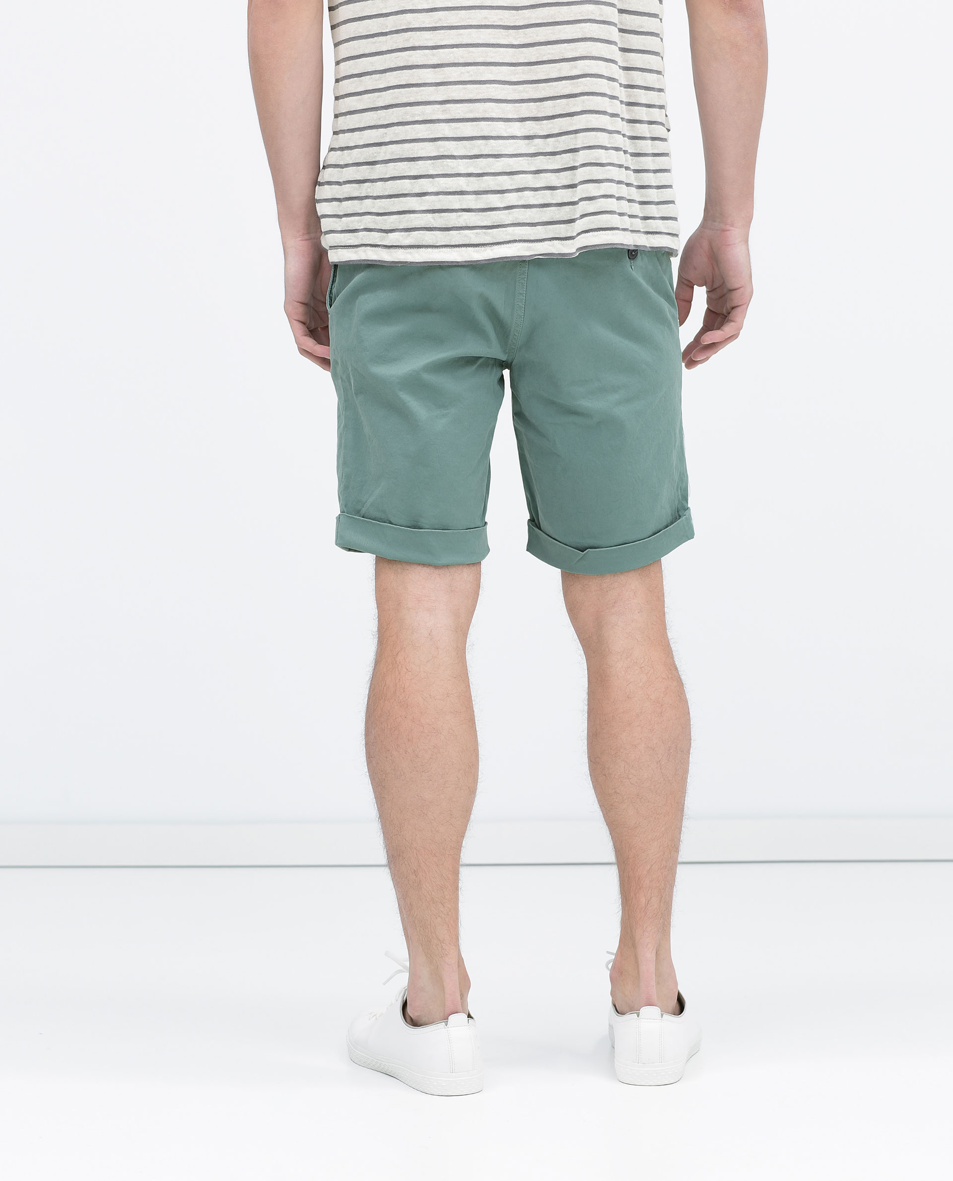 Zara Basic Cotton Bermuda Shorts Basic Cotton Bermuda Shorts in Green ...