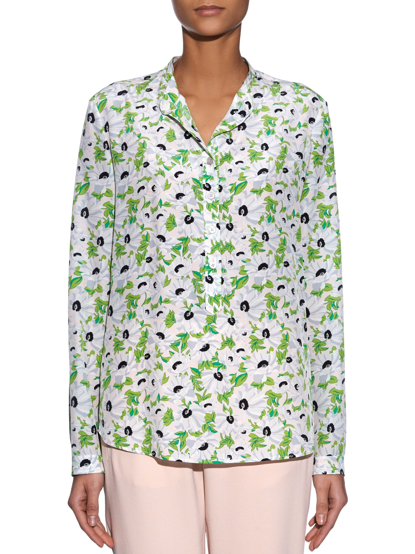 Green print blouse