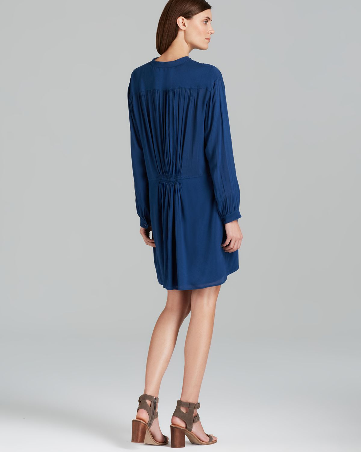 Lyst Vince Tunic Dress Shirred Shoulder in Blue