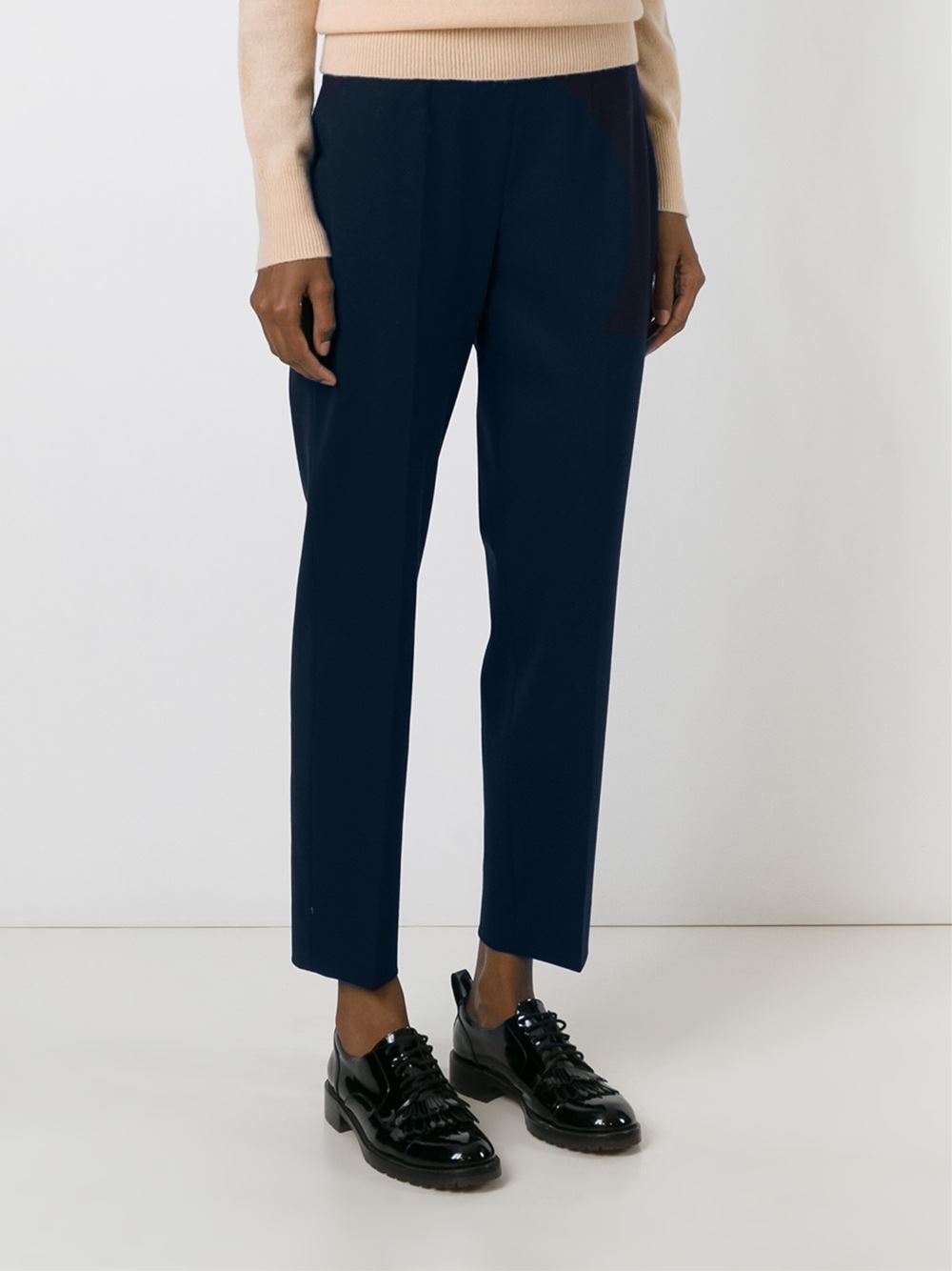 navy blue cigarette pants