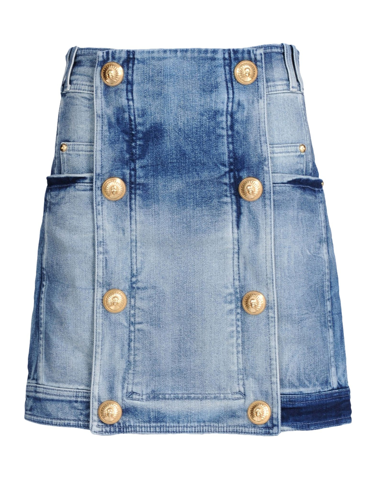 Balmain Denim Skirt in Blue | Lyst