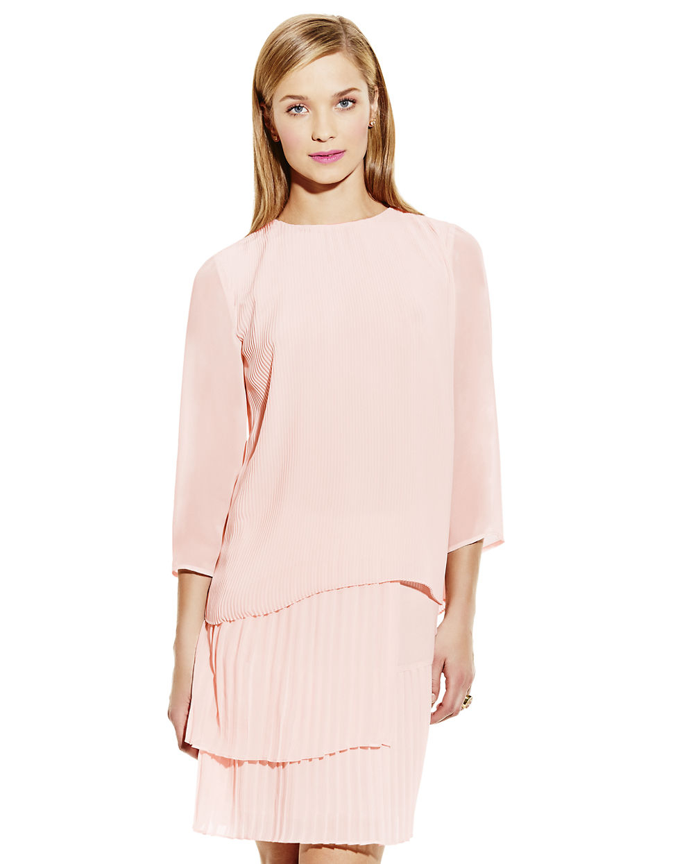 vince camuto pleated sleeve blouse