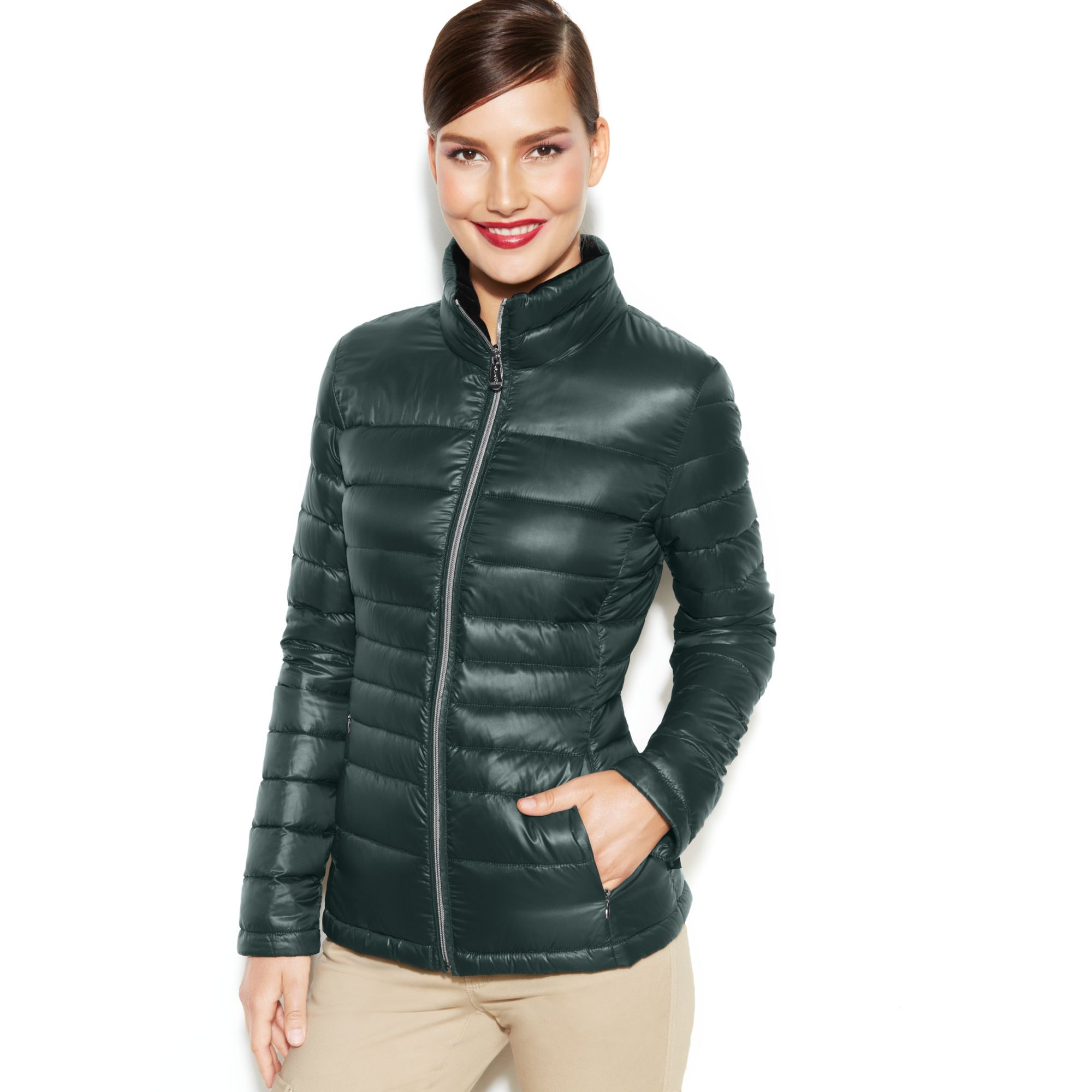 Calvin Klein Packable Quilted Down Puffer Coat in Green (Peacock) | Lyst