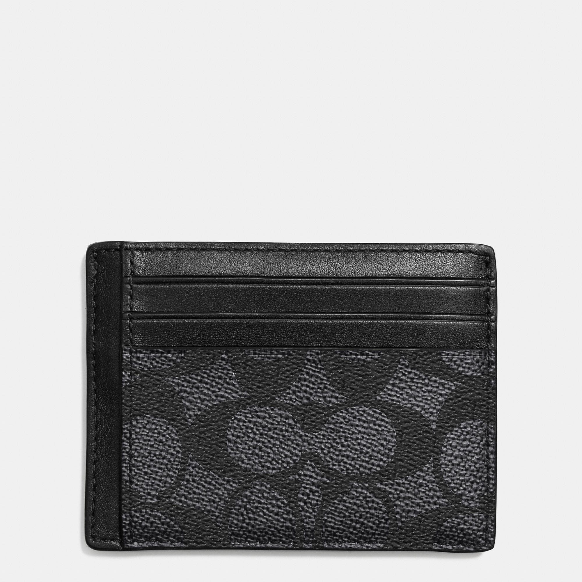 Coach Id Card Case In Embossed Signature Canvas in Gray for Men | Lyst