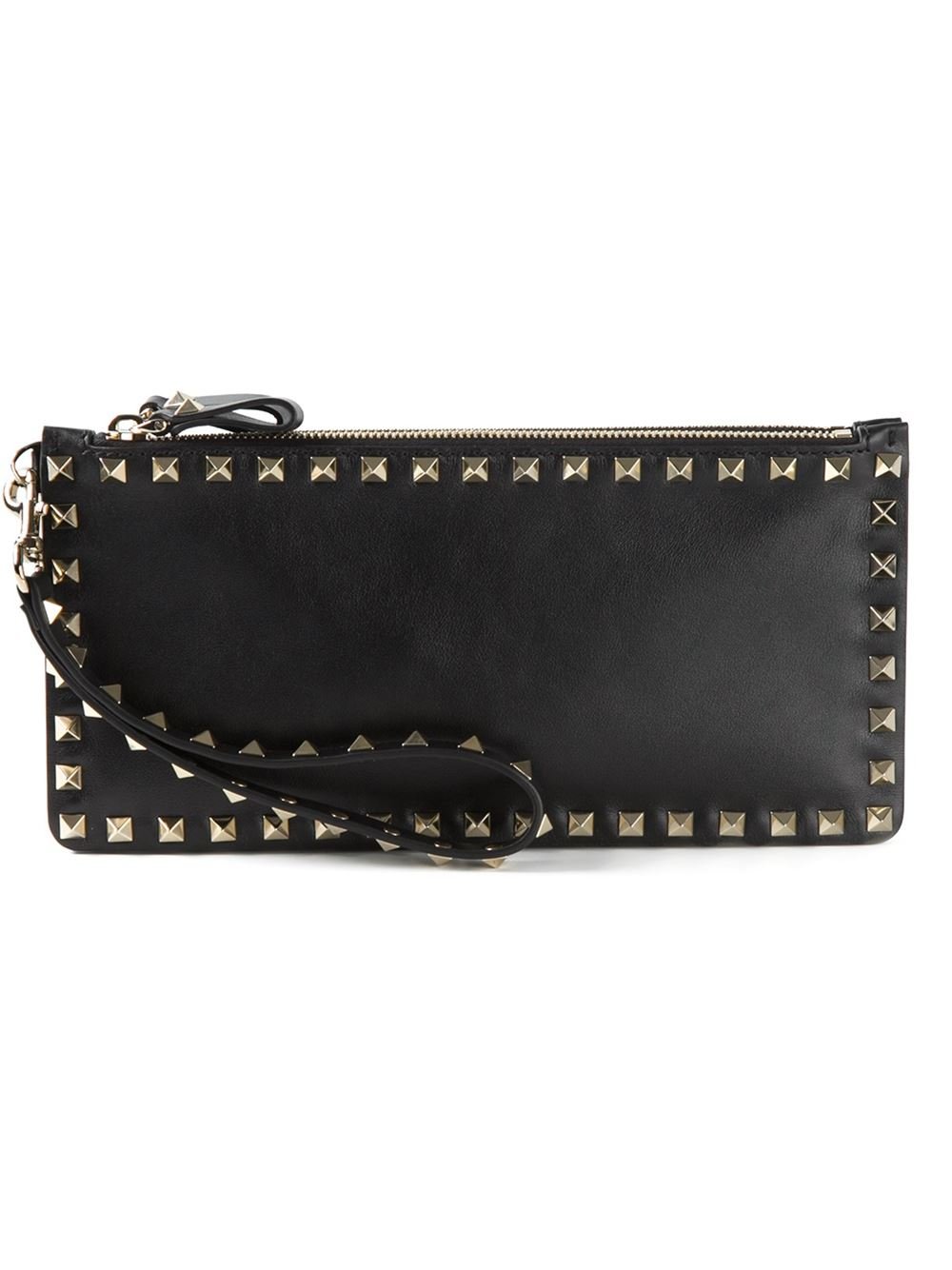 Valentino 'rockstud' Clutch in Black | Lyst