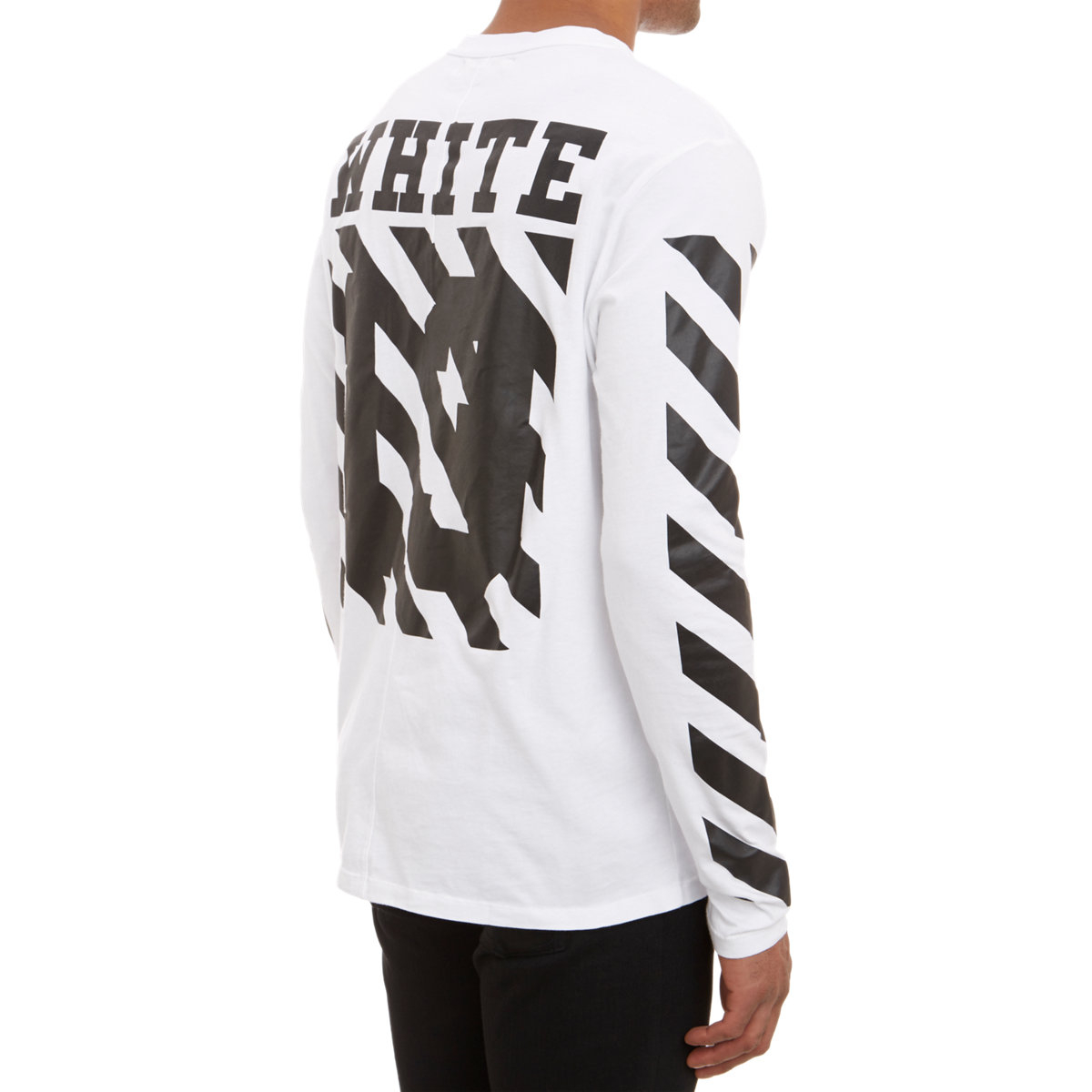Off-white c/o virgil abloh Diagonal-Stripe Long-Sleeve T-Shirt in White ...