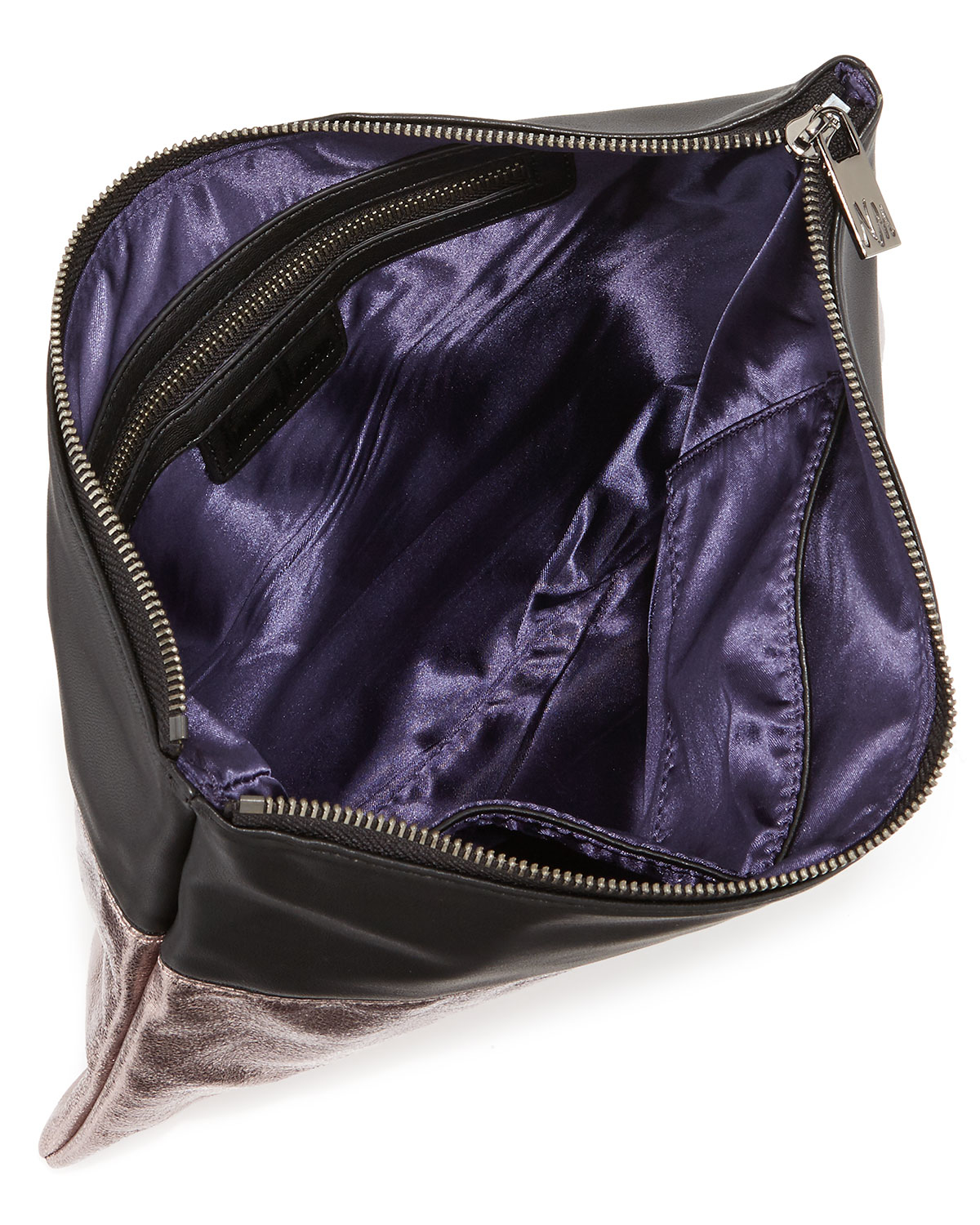 Lyst - Neiman Marcus Metallic Contrast-trim Large Clutch Bag in Metallic