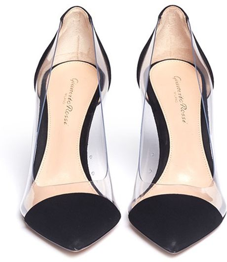 Gianvito Rossi Clear Pvc Suede Pumps in Transparent (Black) | Lyst