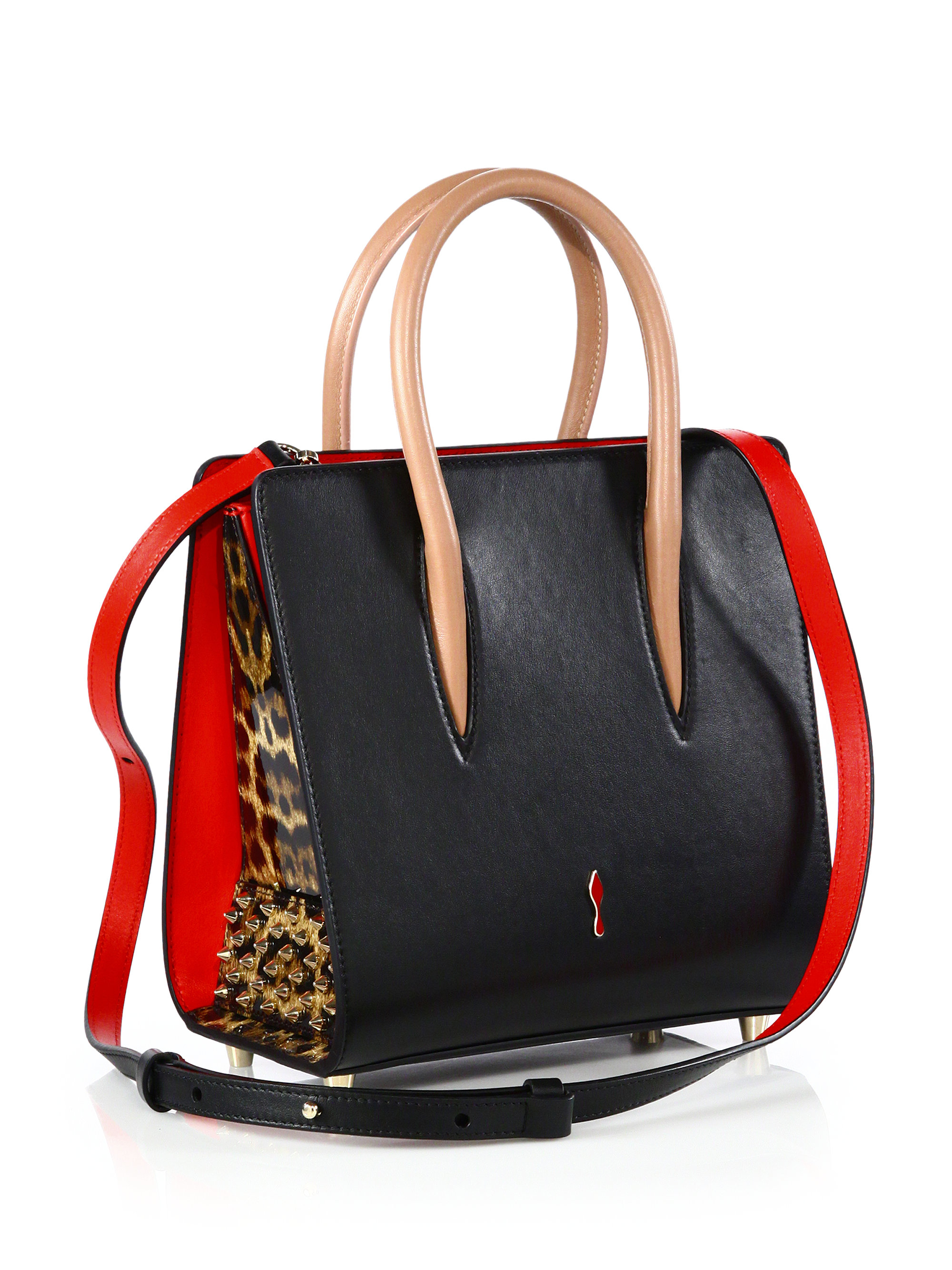 Christian louboutin Paloma Leopard-Print Tote in Black | Lyst