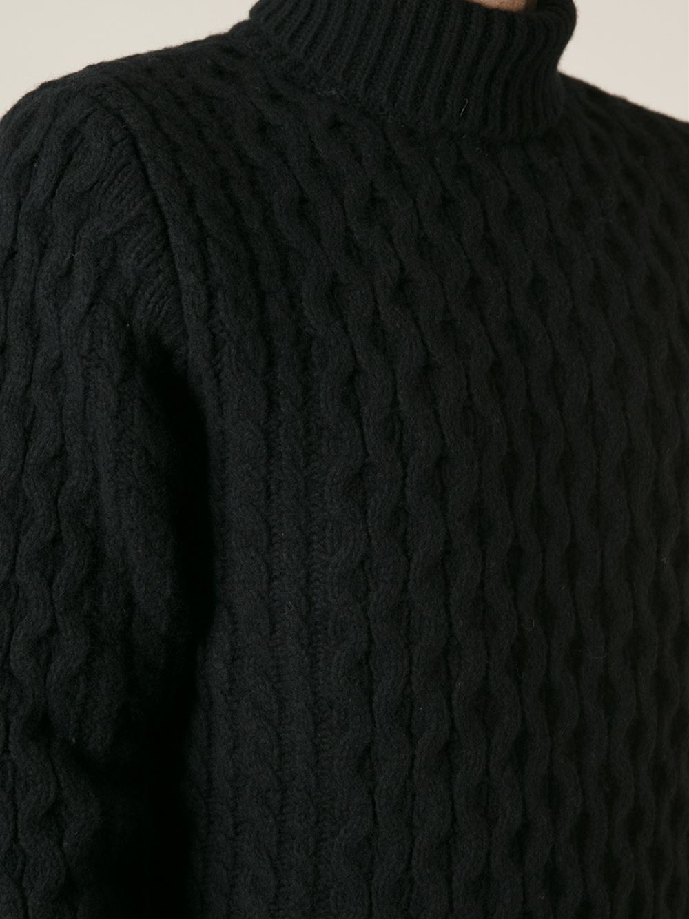 Lyst Diesel Cable Knit Turtleneck Sweater in Black for Men