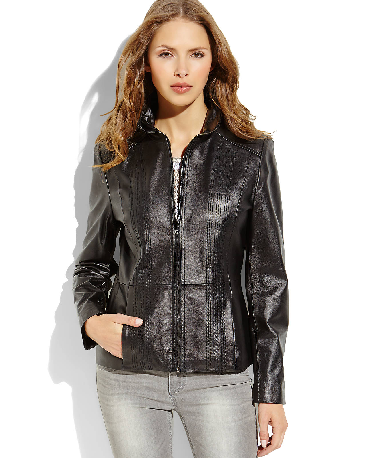 Lyst Kenneth Cole Reaction Black Leather Jacket In Gallery
