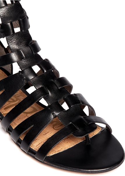 Sam Edelman Beck Gladiator Flat Sandals in Black | Lyst