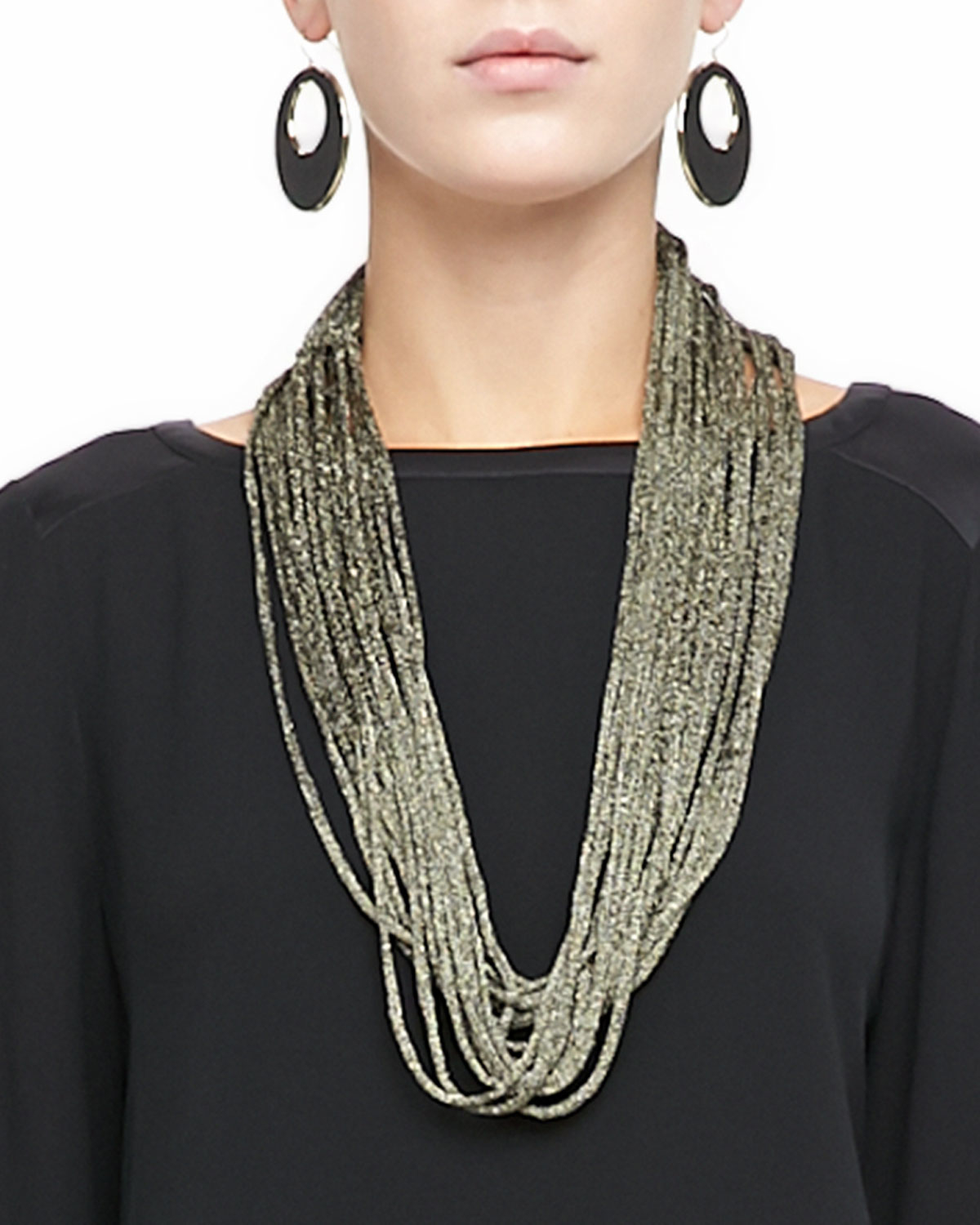 Italian Gold Chain >> Lyst - Eileen Fisher Sparkle Knit Scarf Necklace in Metallic Italian Gold Chain >> Lyst - Eileen Fisher Sparkle Knit Scarf Necklace in Metallic