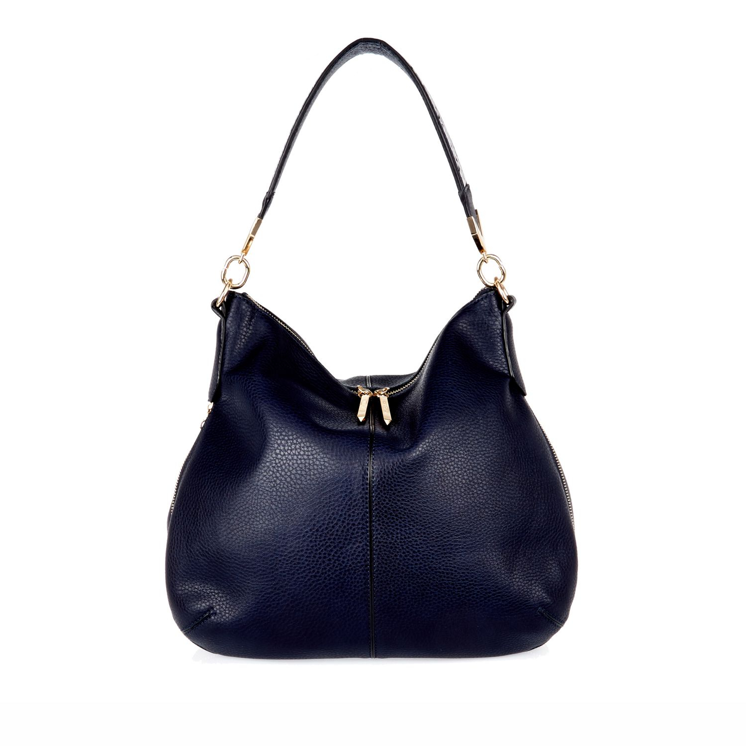 River island Navy Blue Slouch Zip Handbag in Blue | Lyst