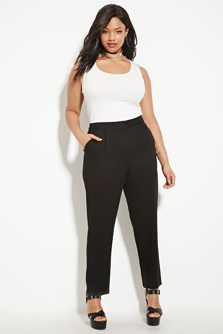 lyst forever 21 plus size tapered trousers in black plus size trousers
