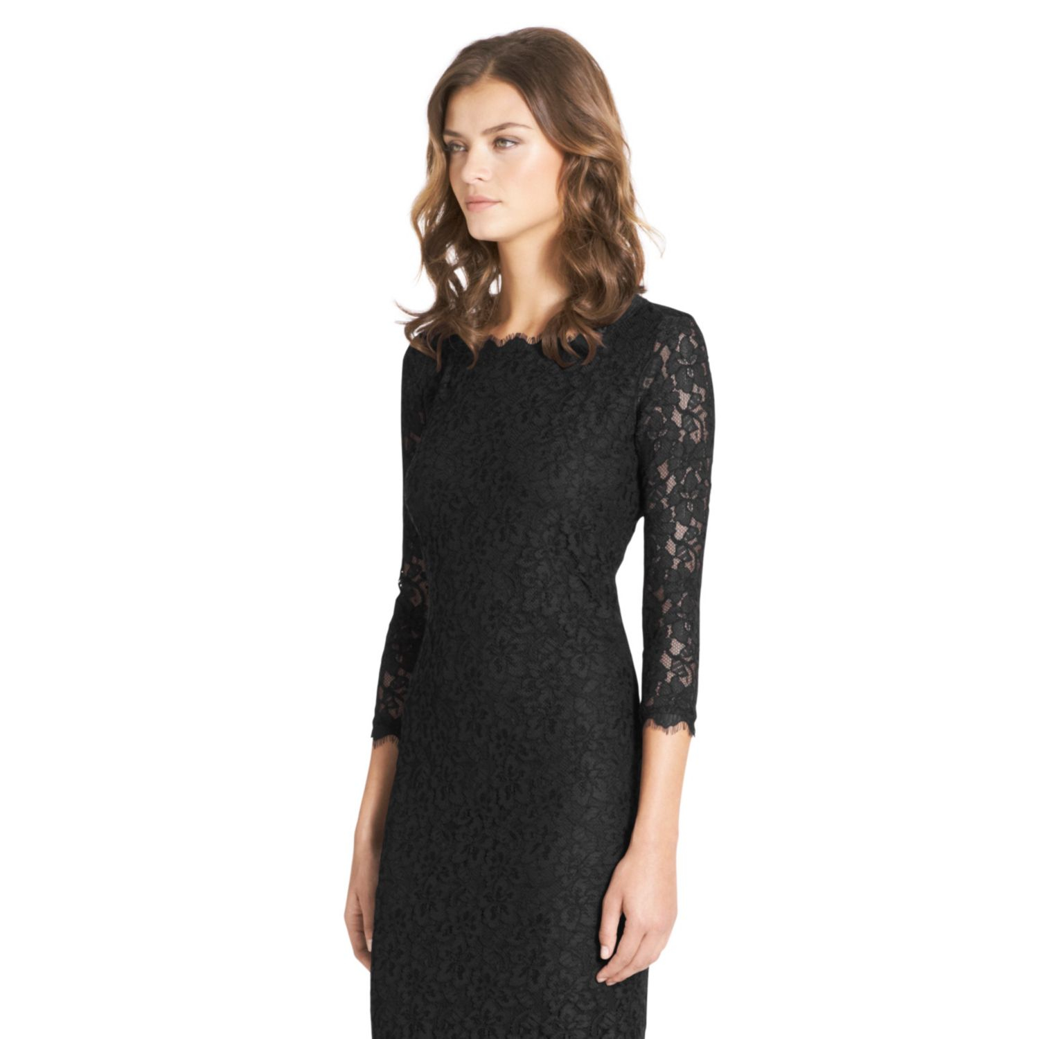 Diane Von Furstenberg Zarita Long Lace Dress in Black | Lyst