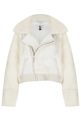 Lyst - Topshop Shearling Crop Bomber Jacket By Unique in White
