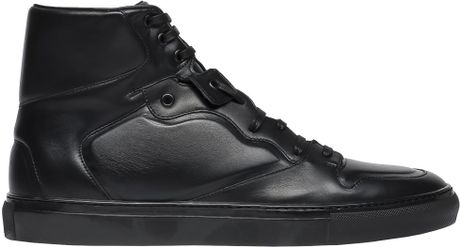 Balenciaga Haute Fréquence Leather High Top Sneakers in Black for Men ...
