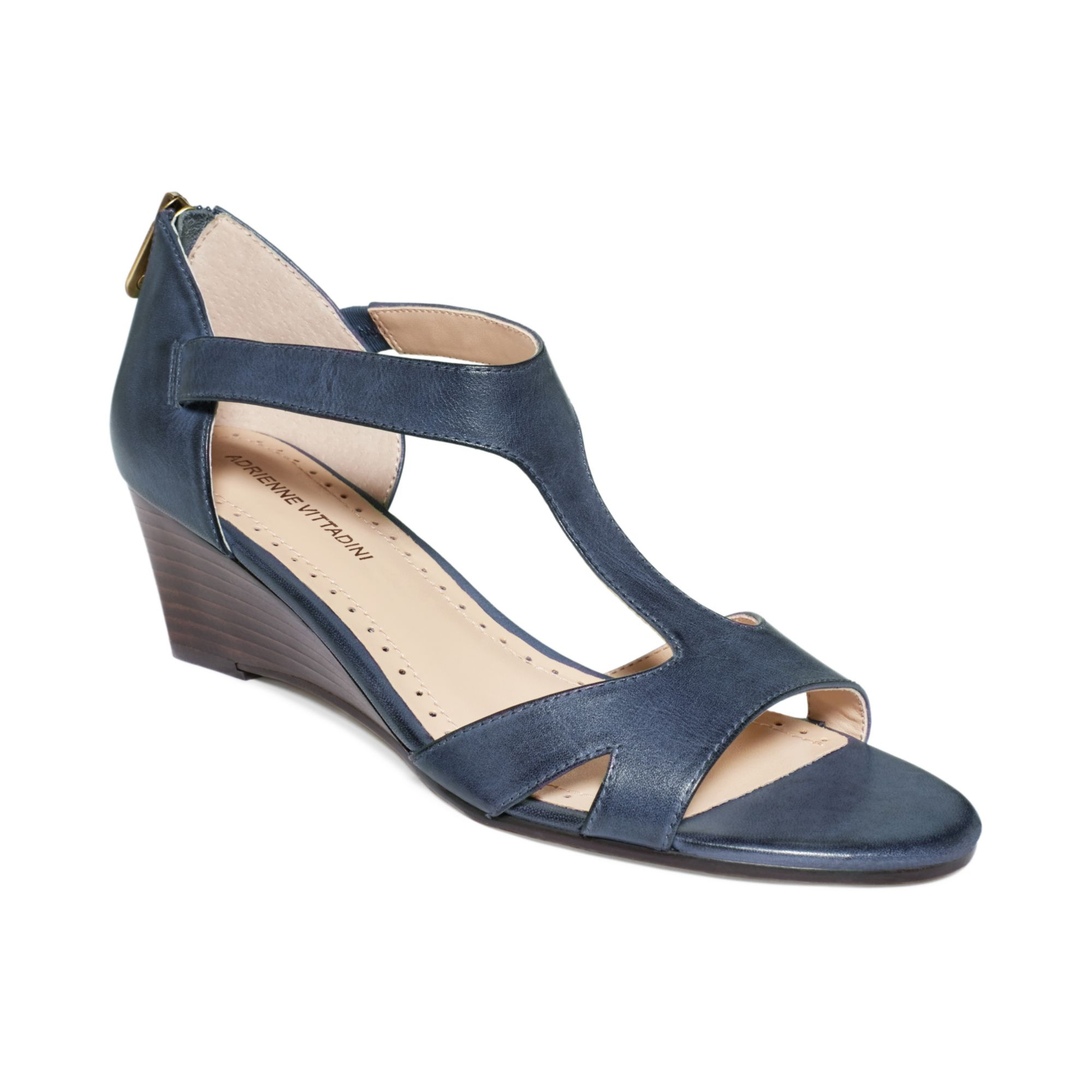 Adrienne Vittadini Cissy Mid Wedge Sandals in Blue (ABISSO SOFT CALF ...