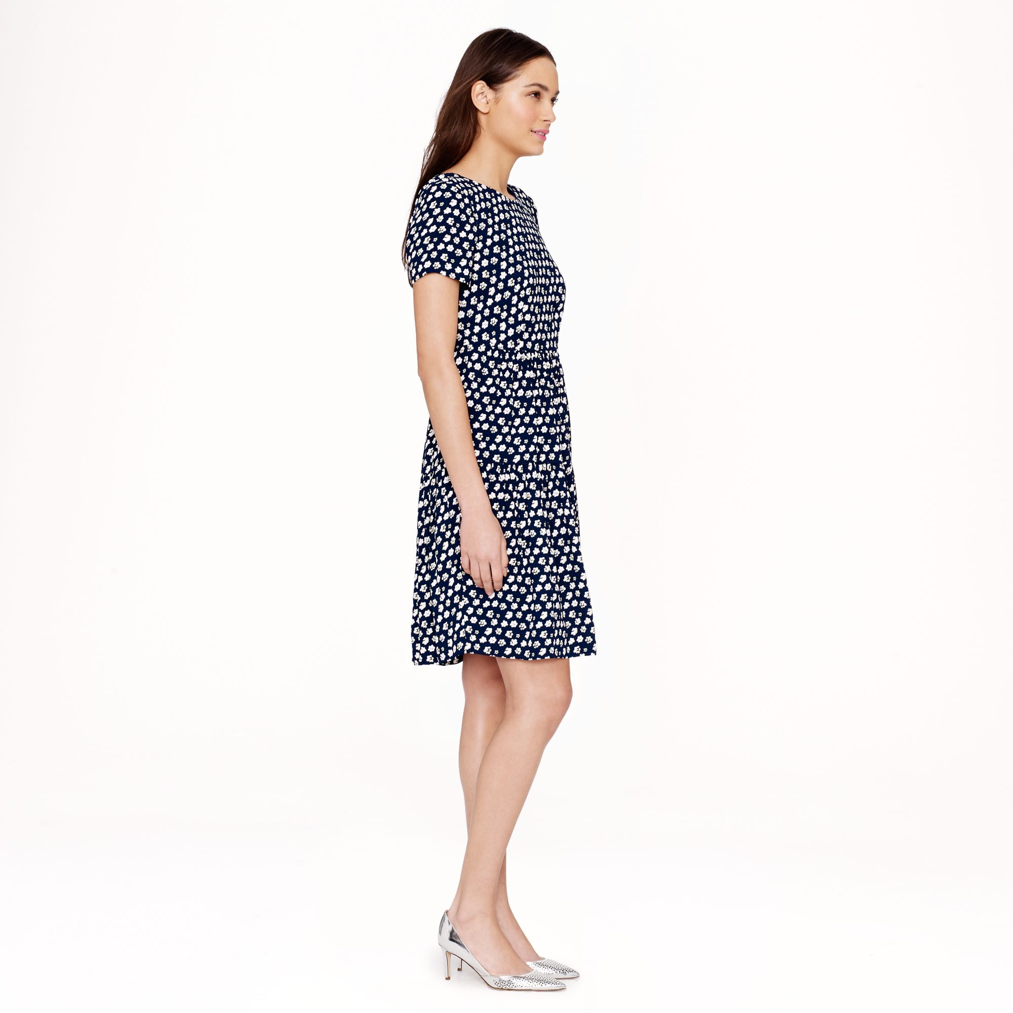Lyst - J.Crew Tiered Dress in Blurred Floral in Blue