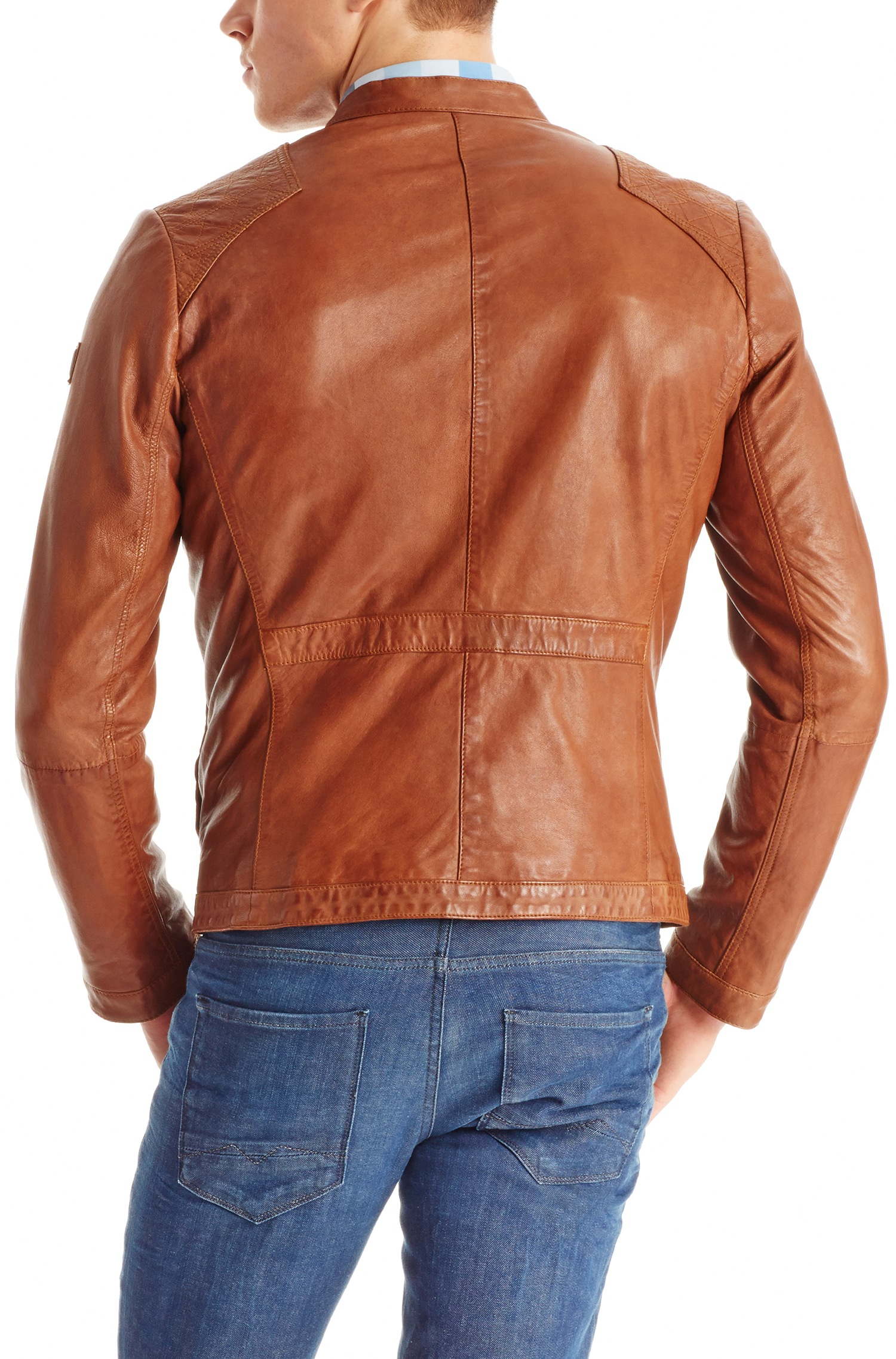 Lyst Boss Orange Jips Leather Jacket In Brown For Men Gallery