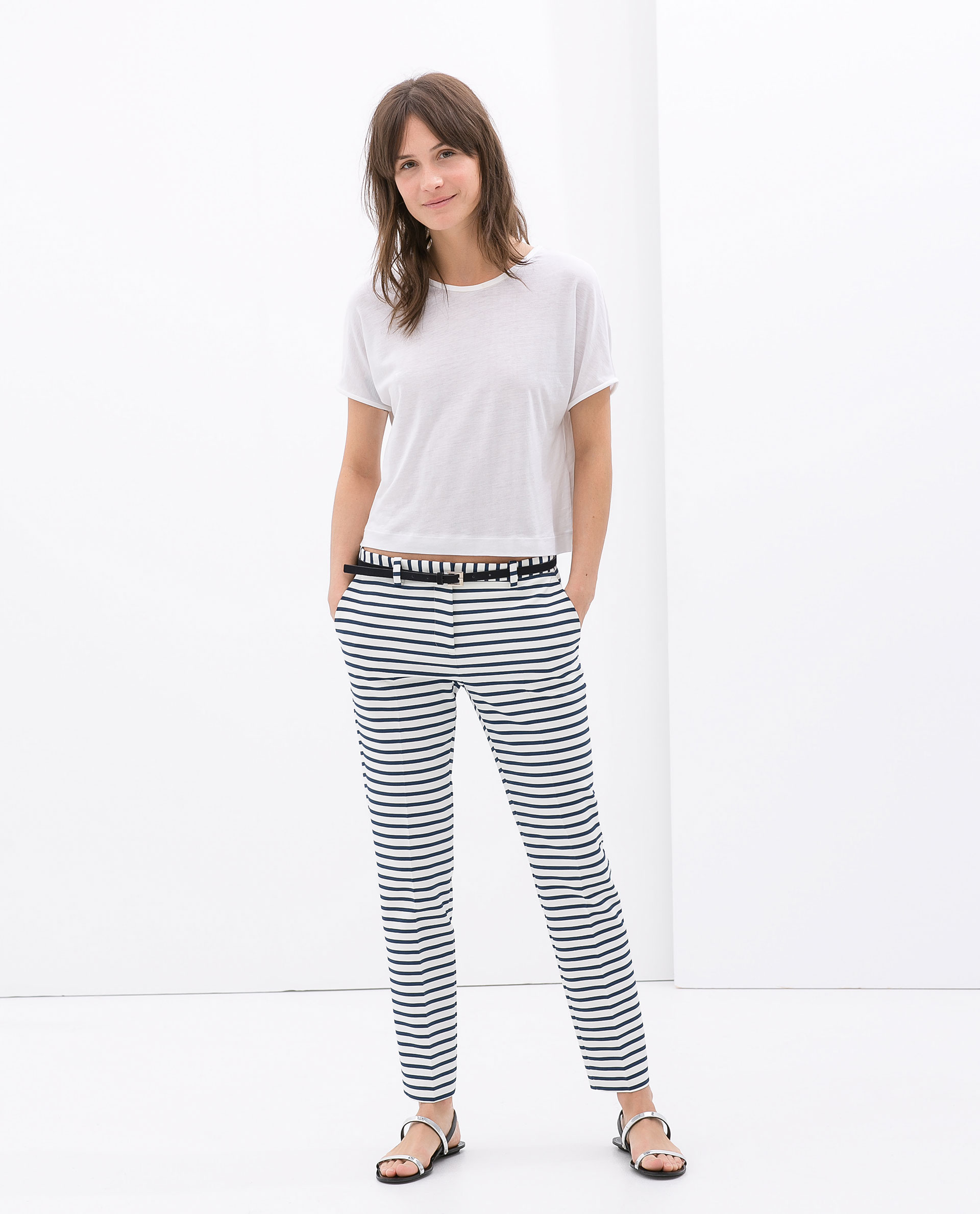 zara black pants with red stripe