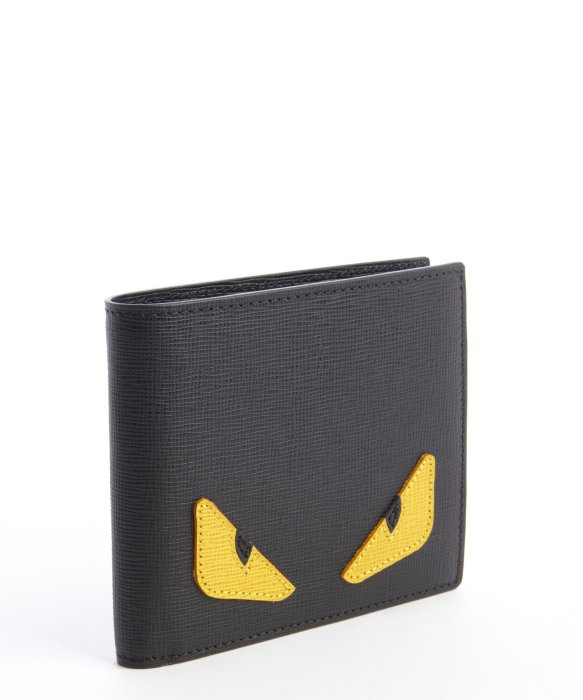 Lyst - Fendi Black Textured Leather Buggies Monster Eyes Detail Bifold ...