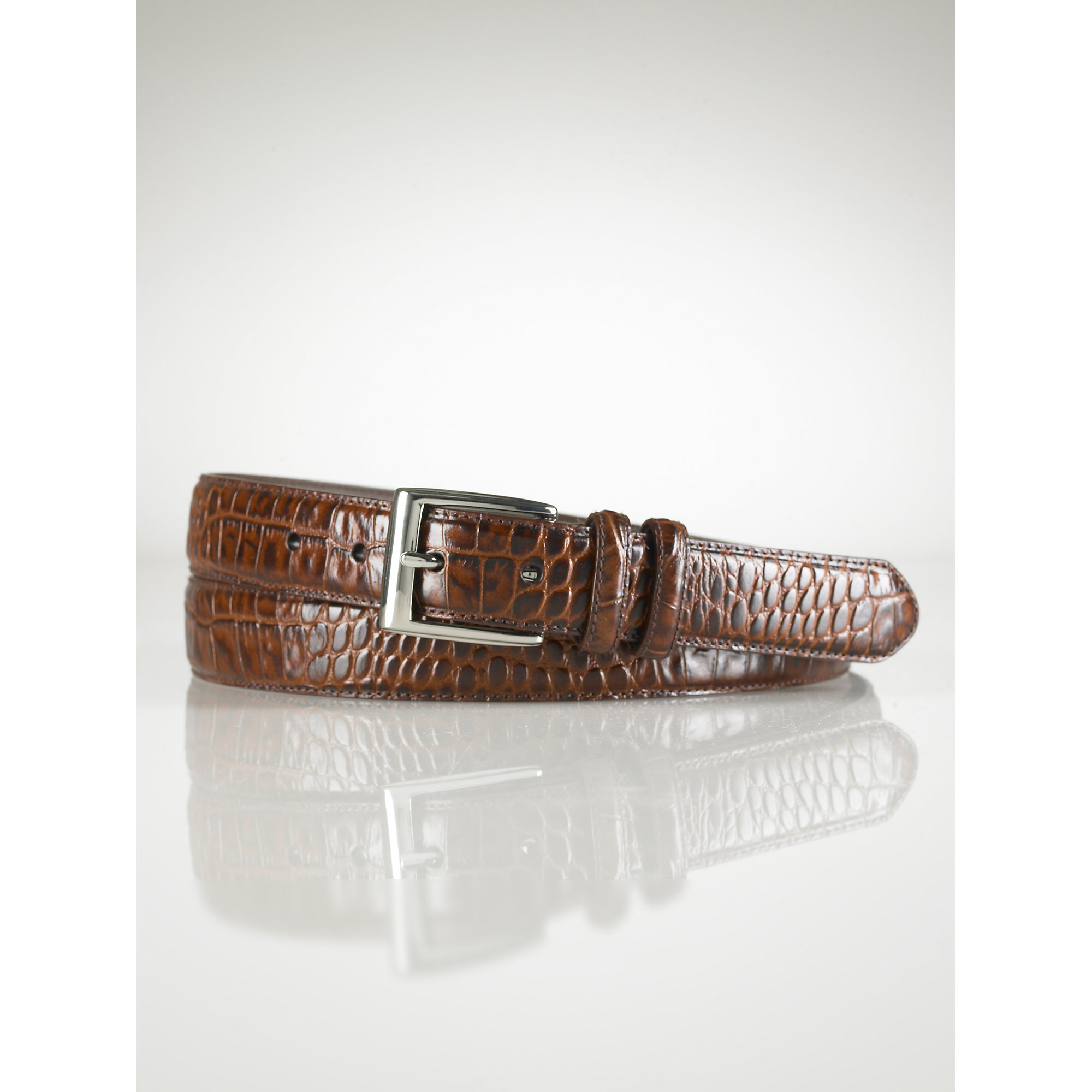 Pink pony Crocembossed Leather Belt in Brown for Men Lyst