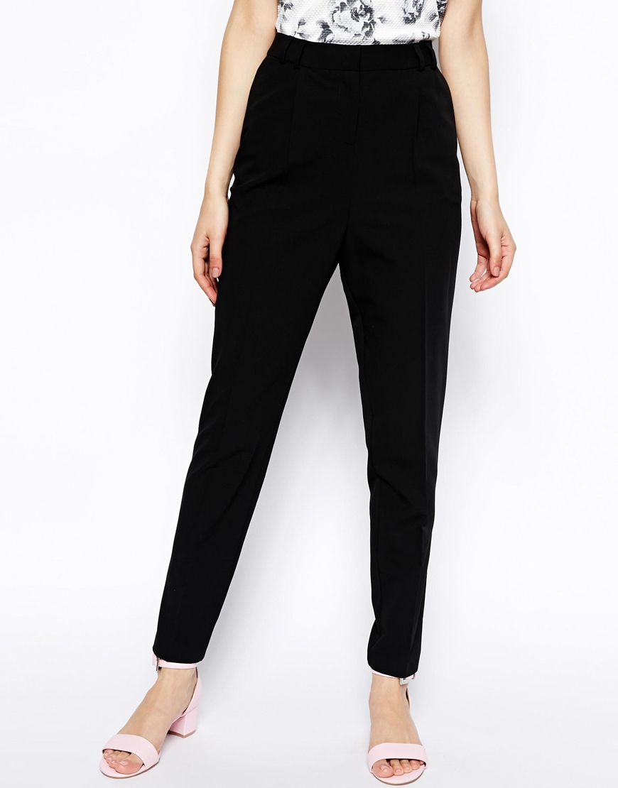 Lyst - Asos Trousers In High Waist With Straight Leg in Black