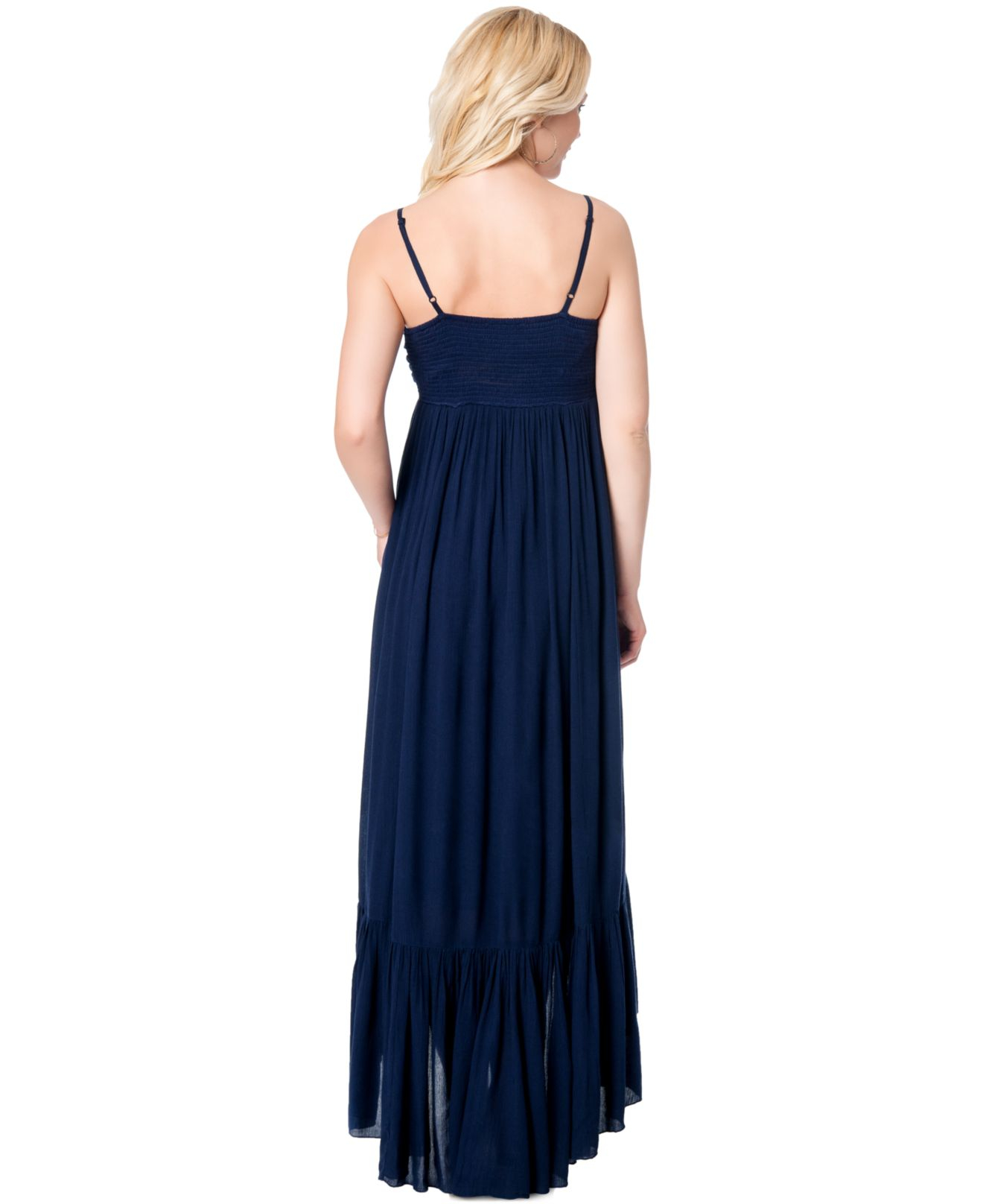Lyst - Jessica Simpson Maternity Tie-Front Maxi Dress in Blue
