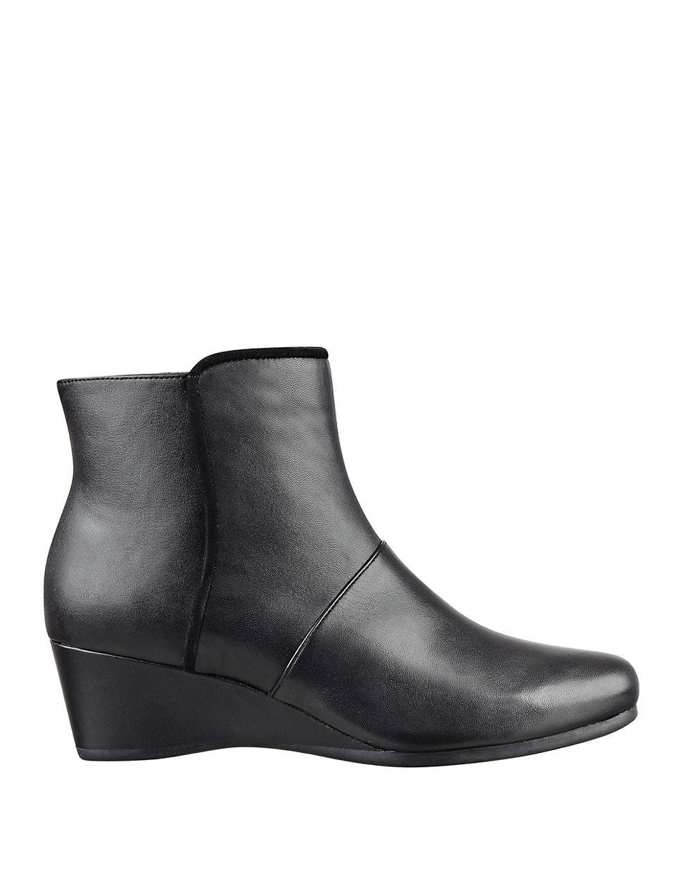 easy spirit boots easy spirit lorcie leather wedge ankle boots in black lyst easy spirit boots easy spirit lorcie leather wedge ankle boots in black lyst