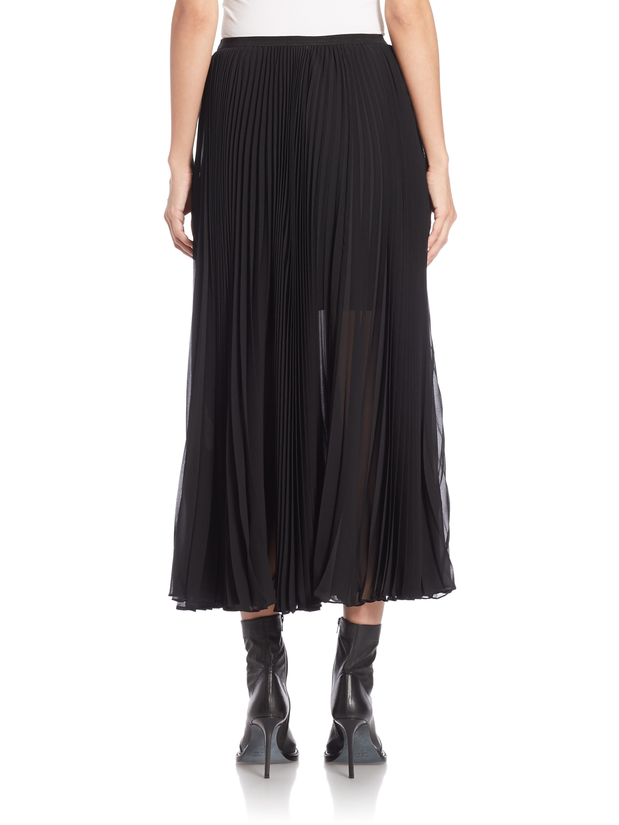 Dkny Pleated Maxi Skirt in Black | Lyst